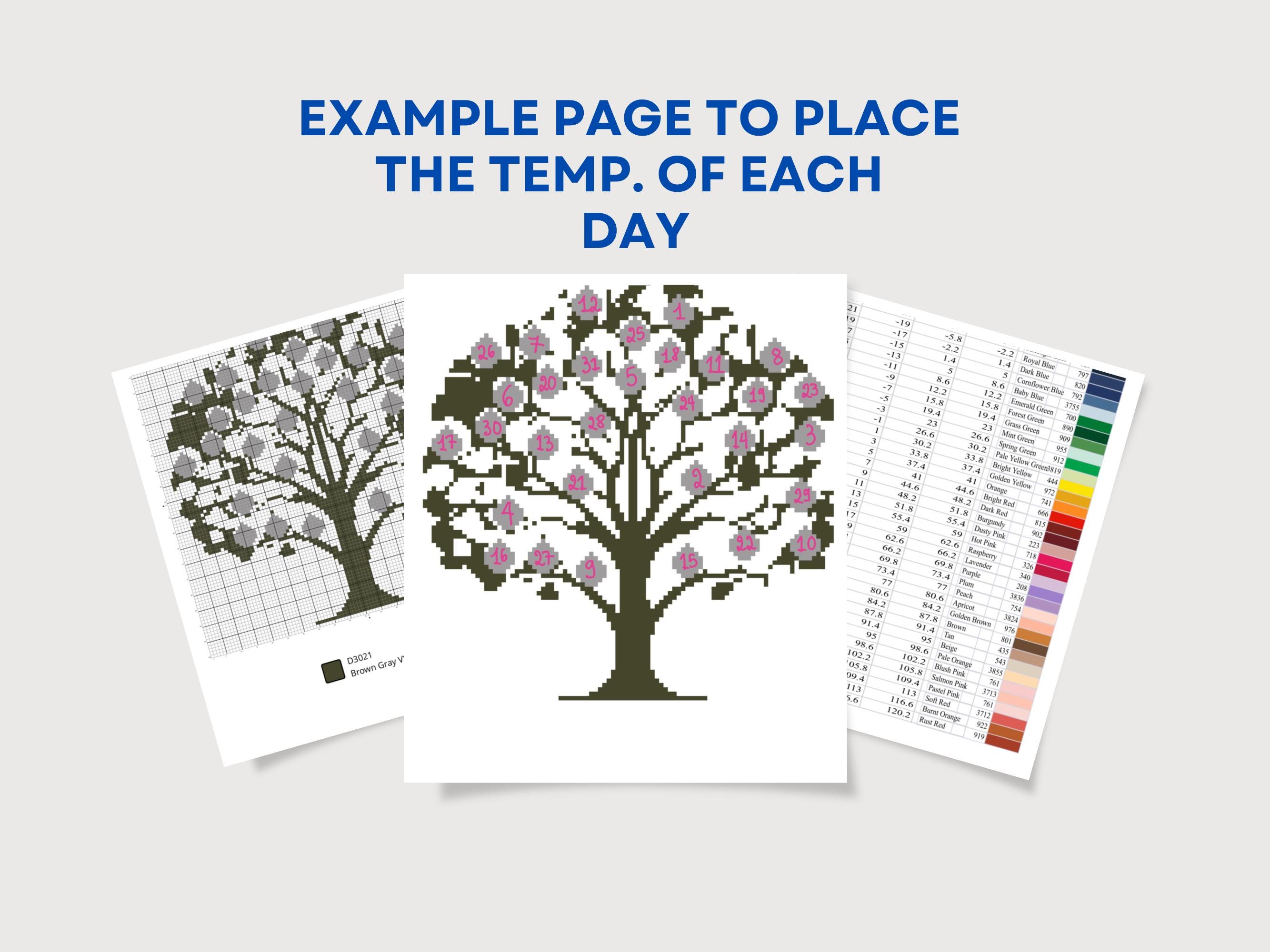 Temperature Tree Cross Stitch Pattern: Customizable Calendar Project ...