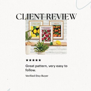 Modern Fruit Cross Stitch Pattern Set: Minimalist Kitchen Art (PDF Download) image 5