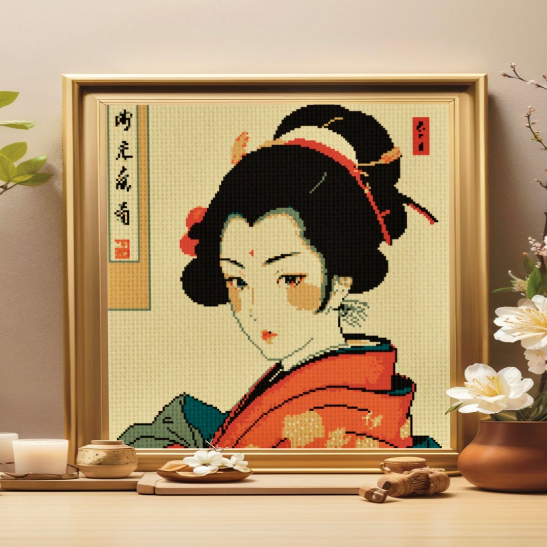 Geisha Cross Stitch Pattern Cross Stitch Geisha Design - Etsy