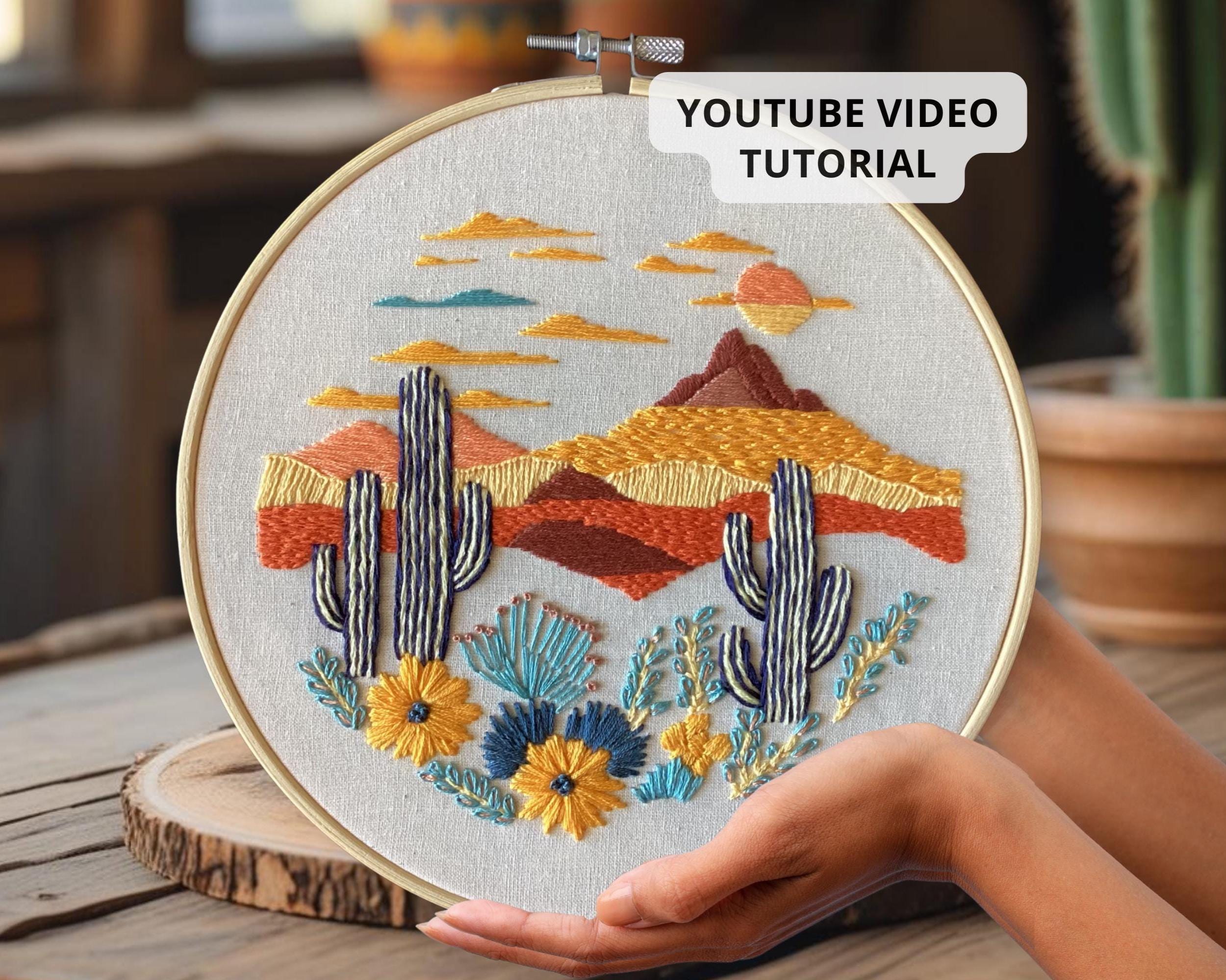 Southwestern Cactus Embroidery Pattern: Video Tutorial & Stitch