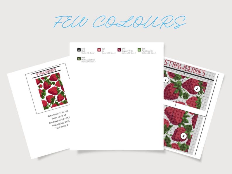 Modern Fruit Cross Stitch Pattern Set: Minimalist Kitchen Art (PDF Download) image 2