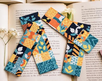 Folk Art Cross Stitch Bookmark Patterns: Set of 4 (PDF Digital Download)