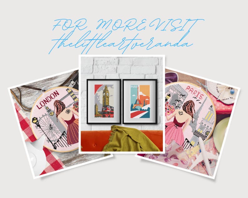 Seascape & Cottage Cross Stitch Pattern Set: Greek Island Coastal Scene (Digital Downloadable PDF Charts) image 9