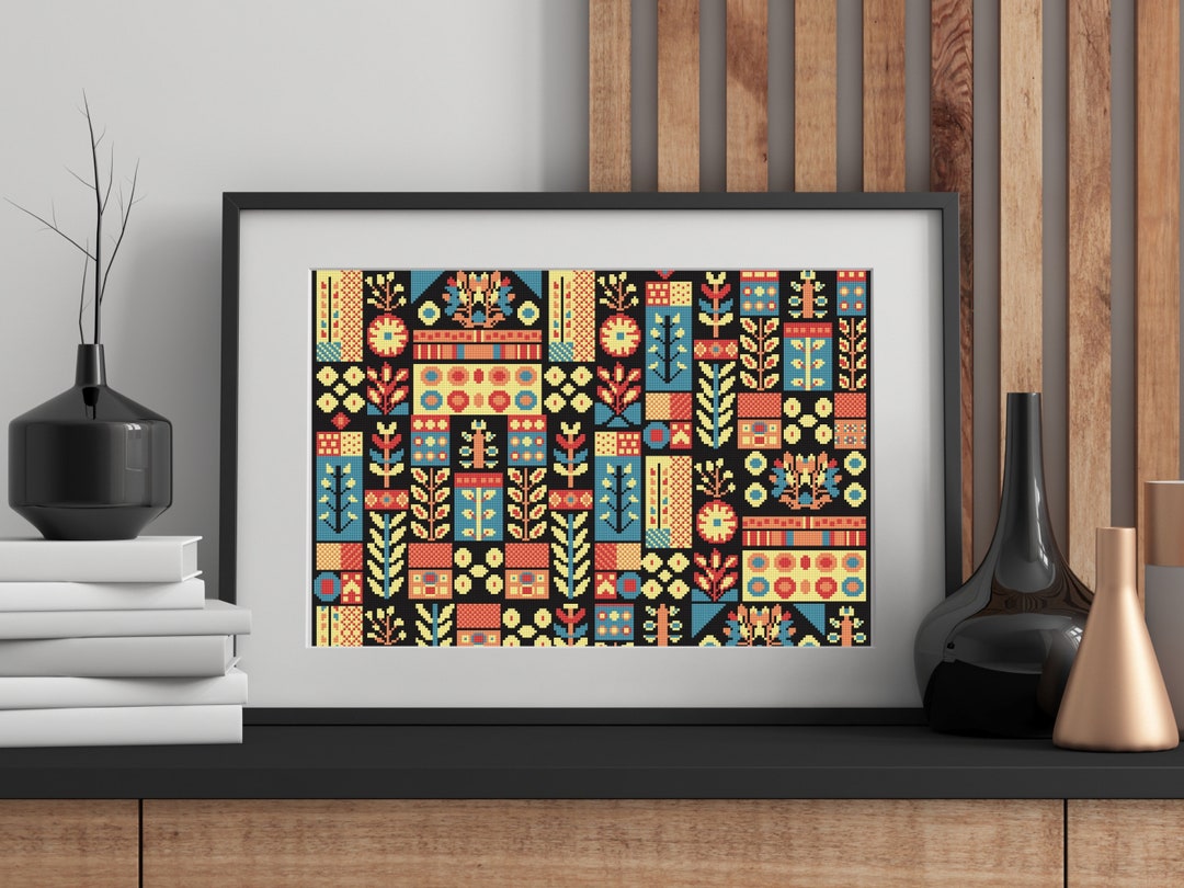 Large Sampler Folk Cross Stitch Digital Download Pdf Pattern ...