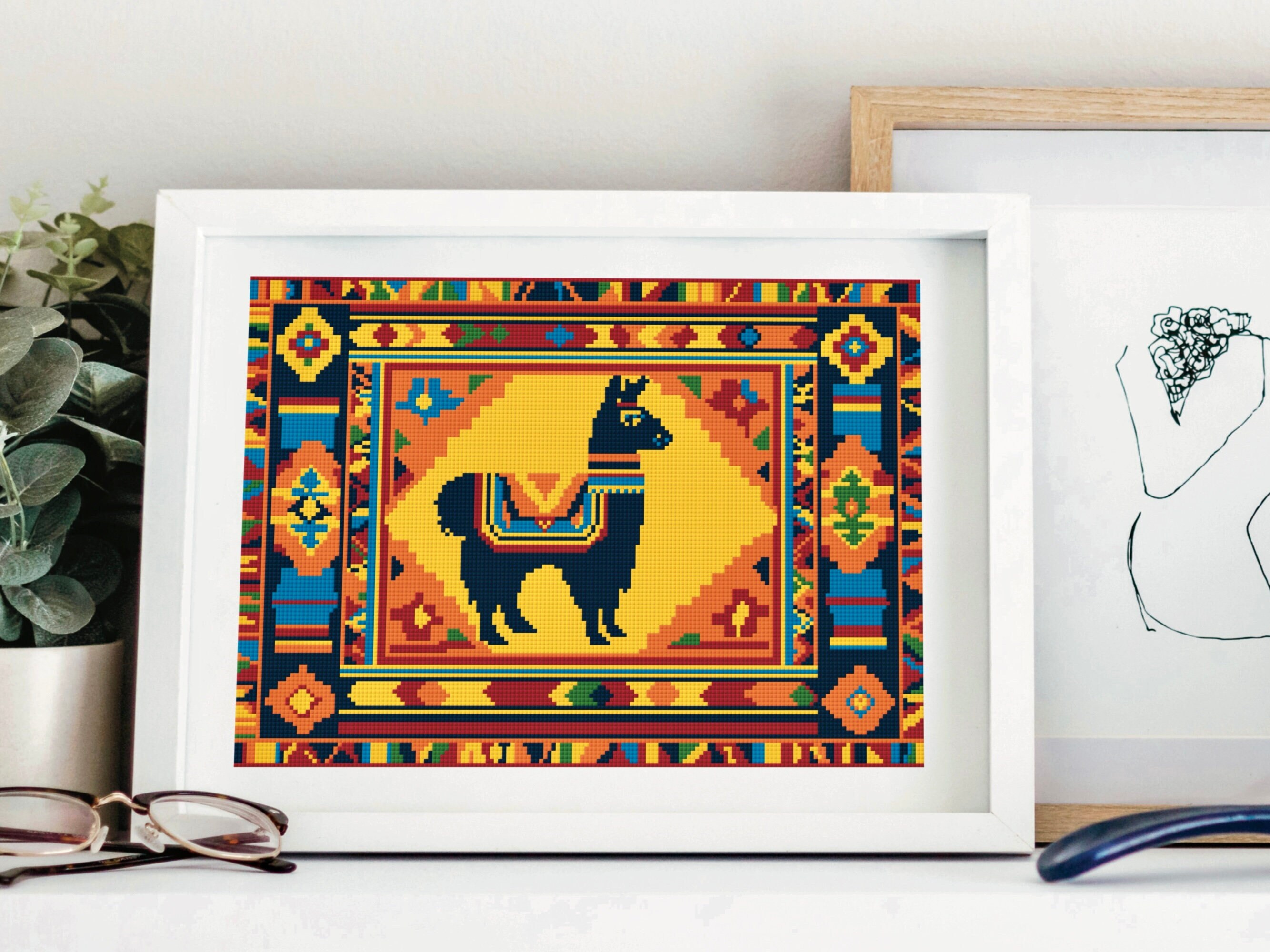 Traditional Peruvian Cross Stitch Llama Pattern, Alpaca Counted X ...