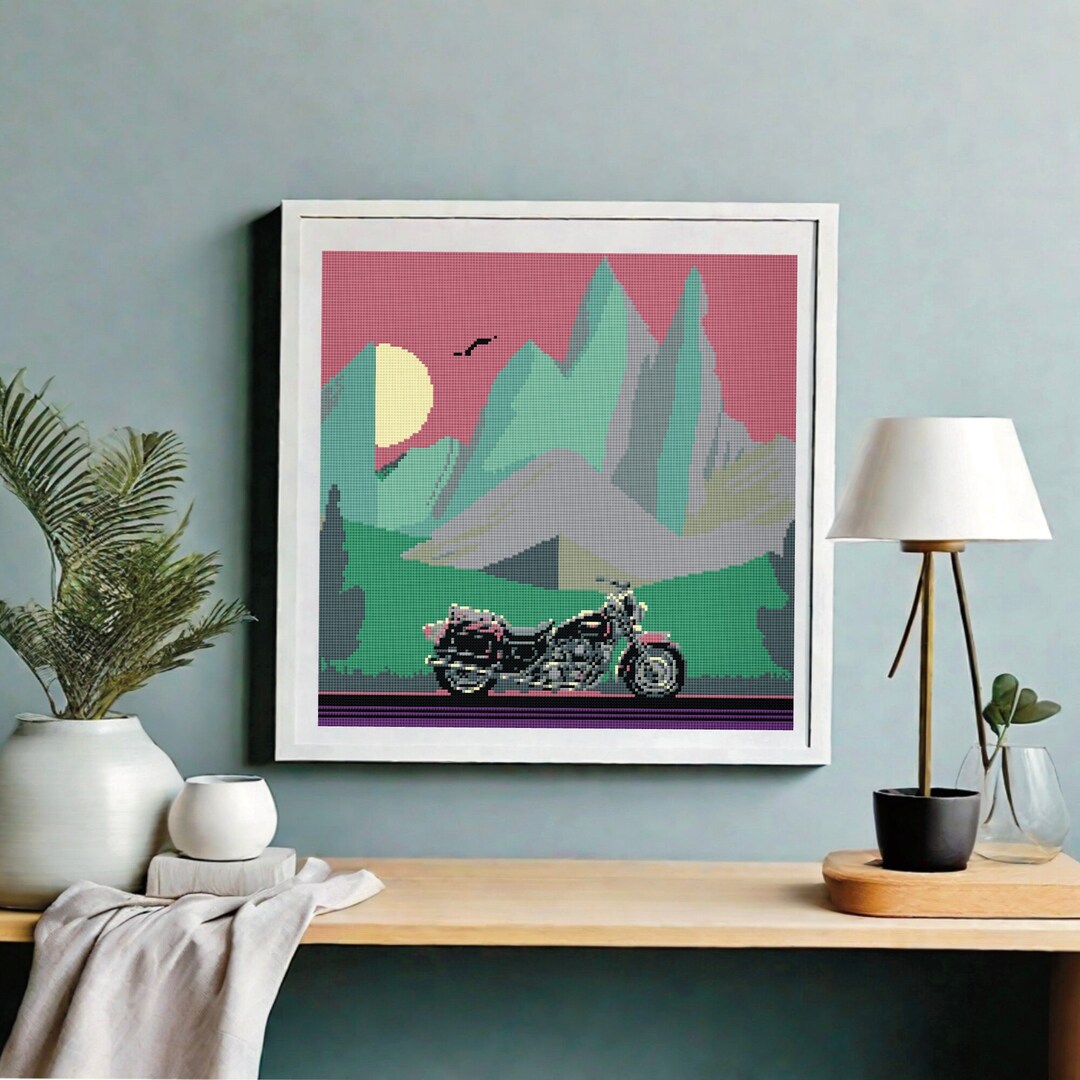 Western Cross Stitch Pattern, Mountain Road Cross Stitch Pattern