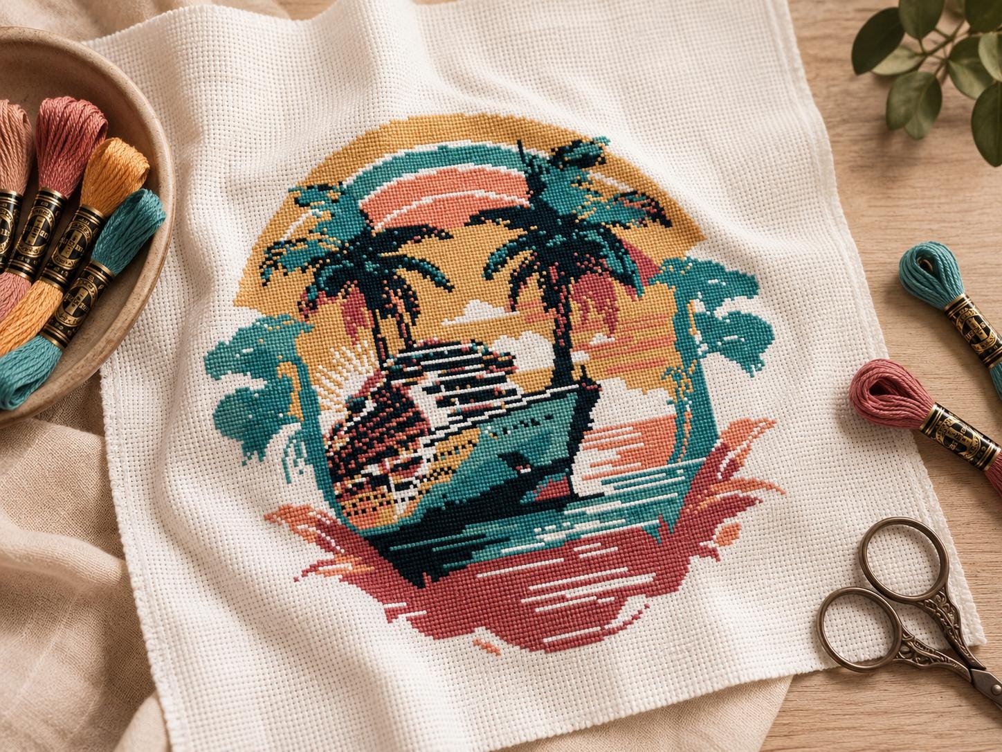 Cruise ship cross stitch pattern - Etsy 日本