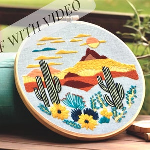 Picture Idea: Southwestern Cactus Embroidery Pattern With Video Tutorial Guide