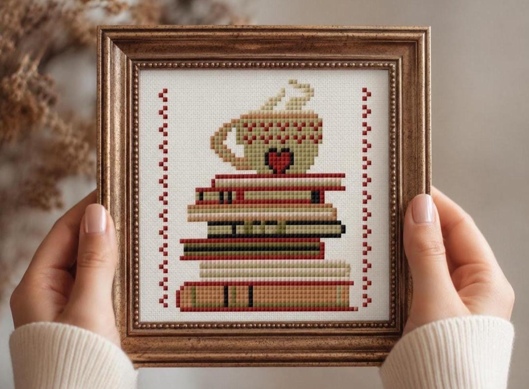 Miniature Books and Coffee Cross Stitch Pattern Pdf Download - Etsy