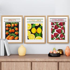 Modern Fruit Cross Stitch Pattern Set: Minimalist Kitchen Art (PDF Download) image 7