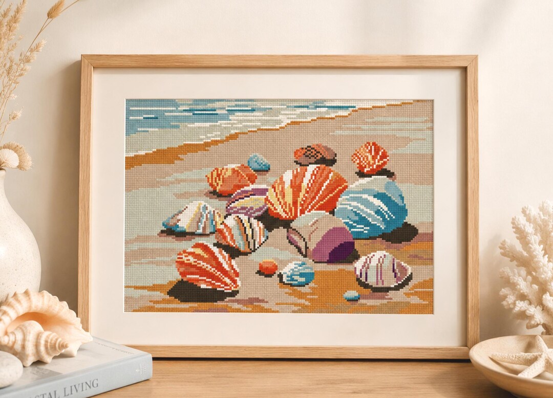 Seashells Cross Stitch Pattern: Ocean Coastal Art (digital Download) - Etsy
