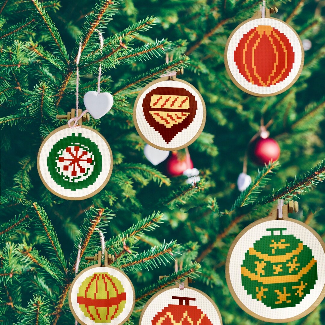 Cross Stitch Tree Decoration Patterns Christmas Tree Ornaments Etsy