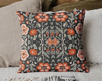 Scandinavian Flowers Pillowcase Cross Stitch Pattern Pdf Instant Download Chart With Few Colours for 14 Inches Square Pillow on 14ct Aida Etsy
