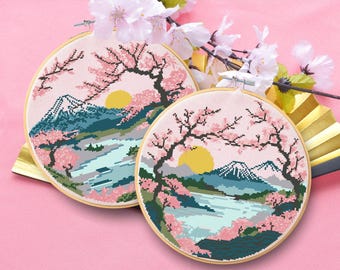 Japanese Cherry Blossoms 5 Cross-stitch Pattern Digital Download