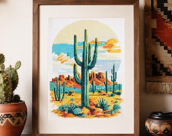 Southwestern Cross Stitch Pattern: Arizona Desert Design (PDF Digital Download)