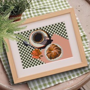 French Breakfast Cross Stitch Pattern: Coffee & Croissant (Digital PDF)
