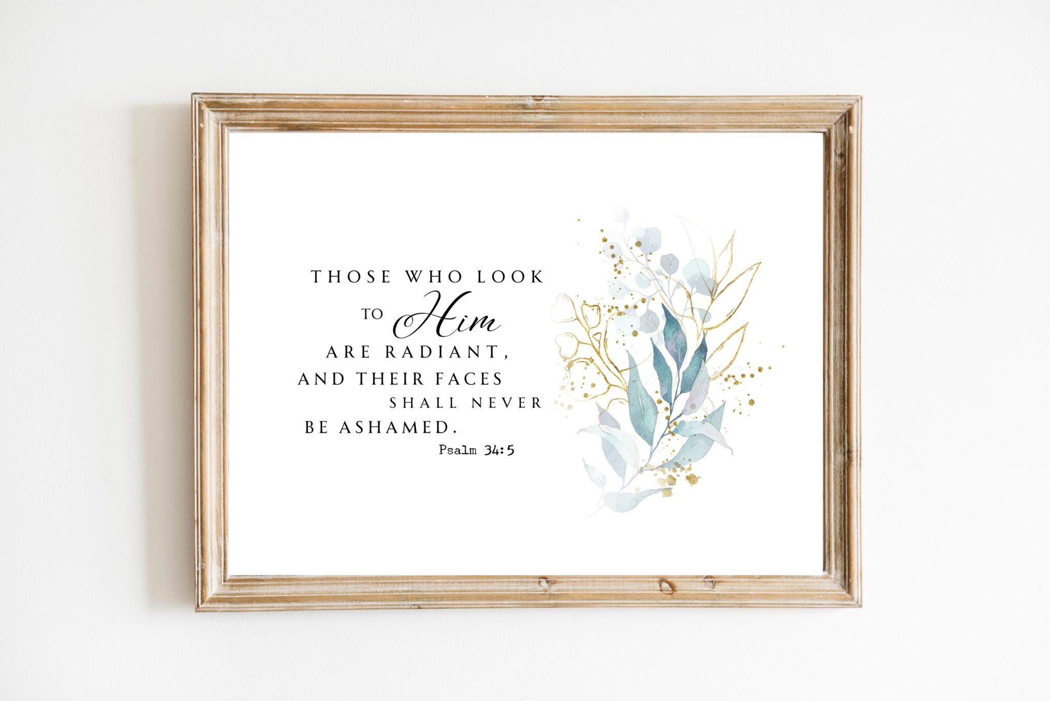 Psalm 34:5 Custom Print Horizontal Bible Verse Wall Art Printable Wall Art Watercolor Christian Wall Decor Religious Gift Scripture Prints