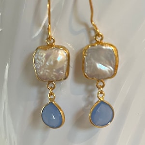 Blue Drop Earrings. Pearl and Blue Drop Earrings. Blue Dangle Earrings. Freshwater Pearl Earrings. Popular Blue Drop Earrings.