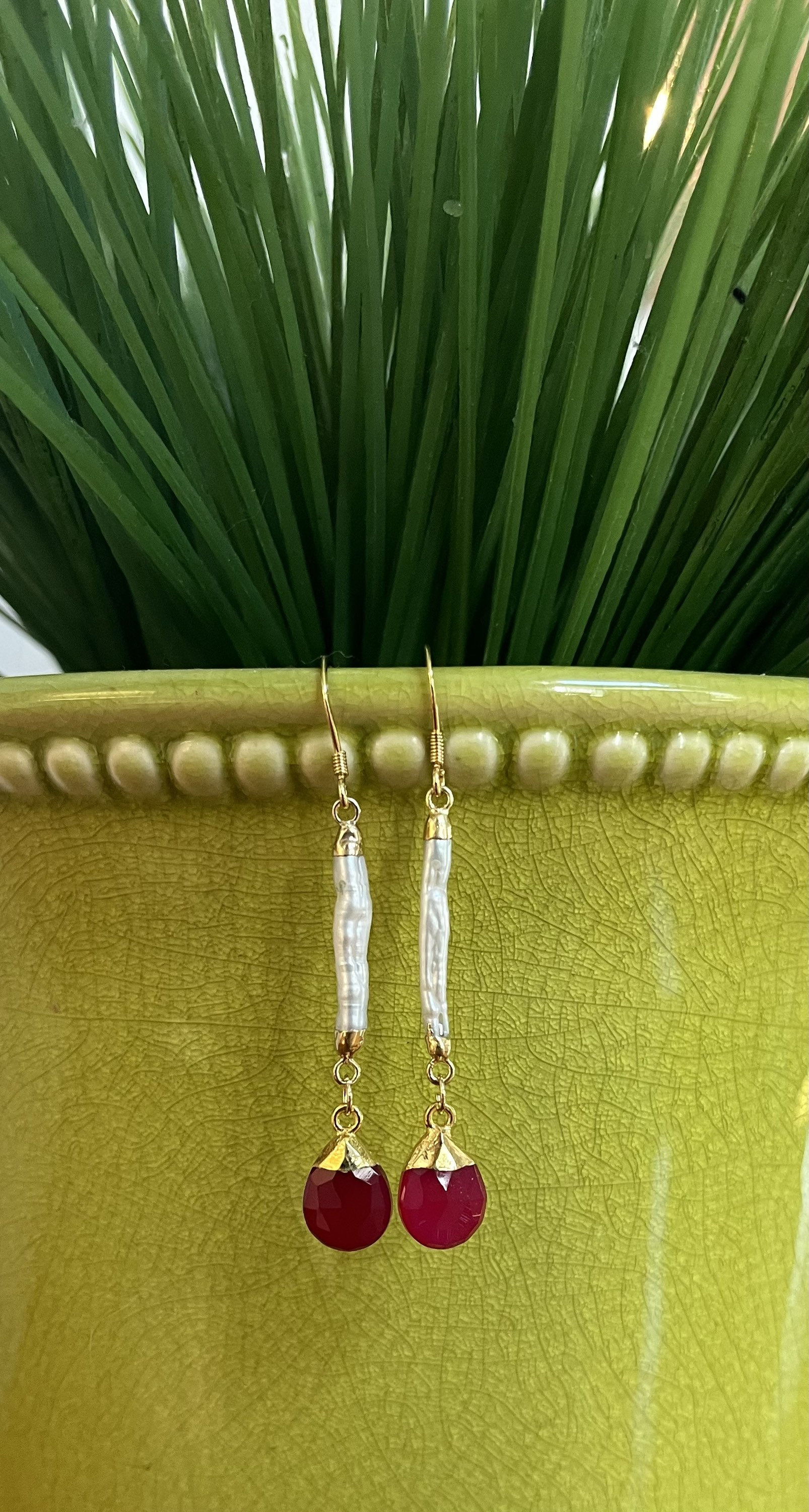 Bar and Pearl Earrings