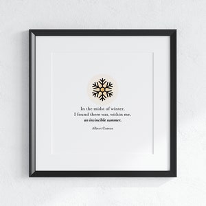 Citação Gráfica de Albert Camus - DOWNLOAD DIGITAL - Imprimir arquivo para pequena moldura quadrada. Arte de parede em estilo minimalista.