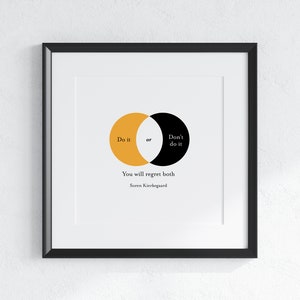 Soren Kierkegaard Graphic Quote - DIGITAL DOWNLOAD - Print file for small square frame. Minimalistic Style Wall Art.