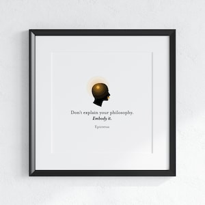 Epiktet Grafik Zitat - DIGITAL DOWNLOAD - Druckdatei für kleine quadratische Rahmen. Minimalistisches Kunstwerk inspirierte den stoischen Philosophen Epiktet.