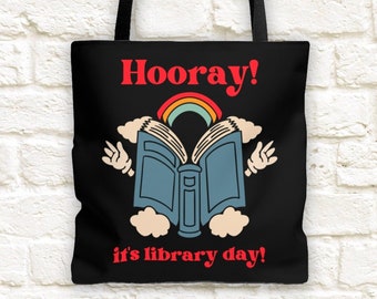 Library Tote Bag, Library Bag, Bookish Tote Bag, Book Lover Gift Ideas, Librarian Gifts, Retro Tote Bag