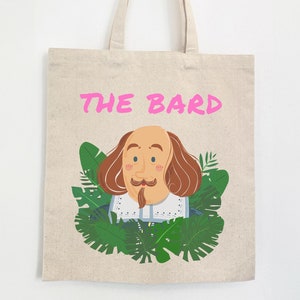 Shakespeare Tote, Shakespeare Gifts, The Bard, Poet, Book Club, Romeo and Juliet, Hamlet, Macbeth, Literature