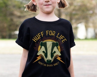 Kids Badger Shirt, HP, Child Wizard House Shirt, Wizard Sport, Wizard School House, Witchcore, Mystical, Vintage Rock Band