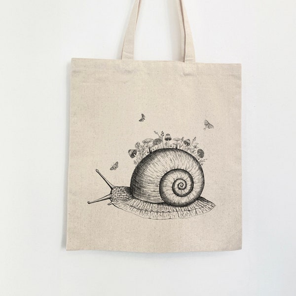 Snail Tote Bag, Fungi Tote Bag, Goblincore, Goblin Core, Cottagecore Tote Bag, Goblincore Tote Bag, Vintage Snail, Goblincore Clothing