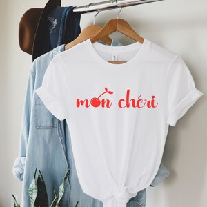 Mon Cheri, Barbiecore, Fruit Shirt, Cherry, French Shirt, French Saying, Foodie Gift