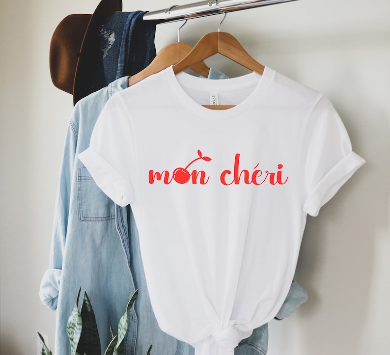 Mon Cheri, Barbiecore, Fruit Shirt, Cherry, French Shirt, French Saying, Foodie Gift