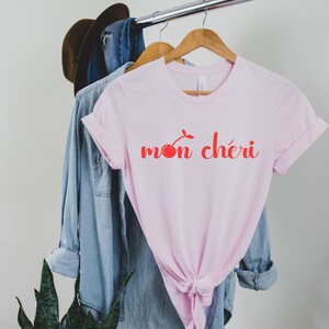 Mon Cheri, Barbiecore, Fruit Shirt, Cherry, French Shirt, French Saying, Foodie Gift