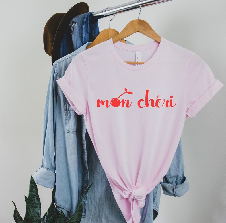 Mon Cheri, Barbiecore, Fruit Shirt, Cherry, French Shirt, French Saying, Foodie Gift