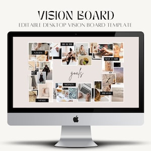Digital Vision Board Template Canva, 2024 Vision Board, 2024 Goals ...