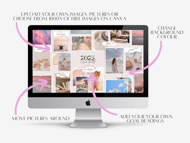 Digital Vision Board Template Canva, 2025 Vision Board, 2025 Goals
