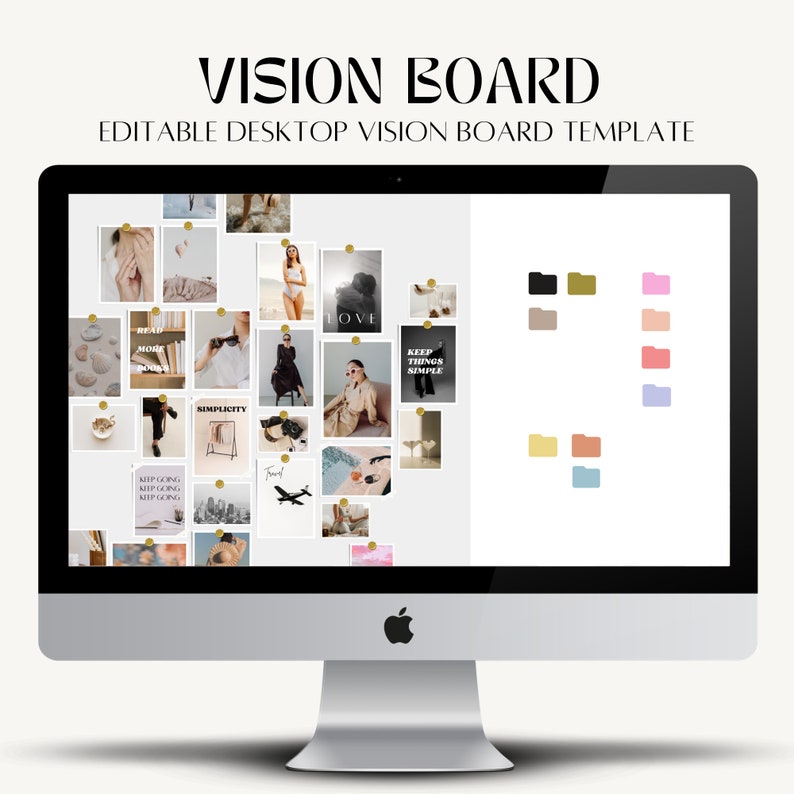 Digital Vision Board Template Canva, 2024 Vision Board, 2024 Goals