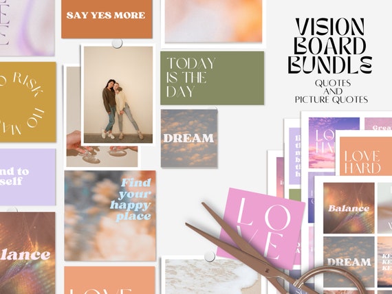 Vision Board Kit 2024, Printable Vision Board Bundle, Vision Board Ideas,  Digital Download, PDF Files 