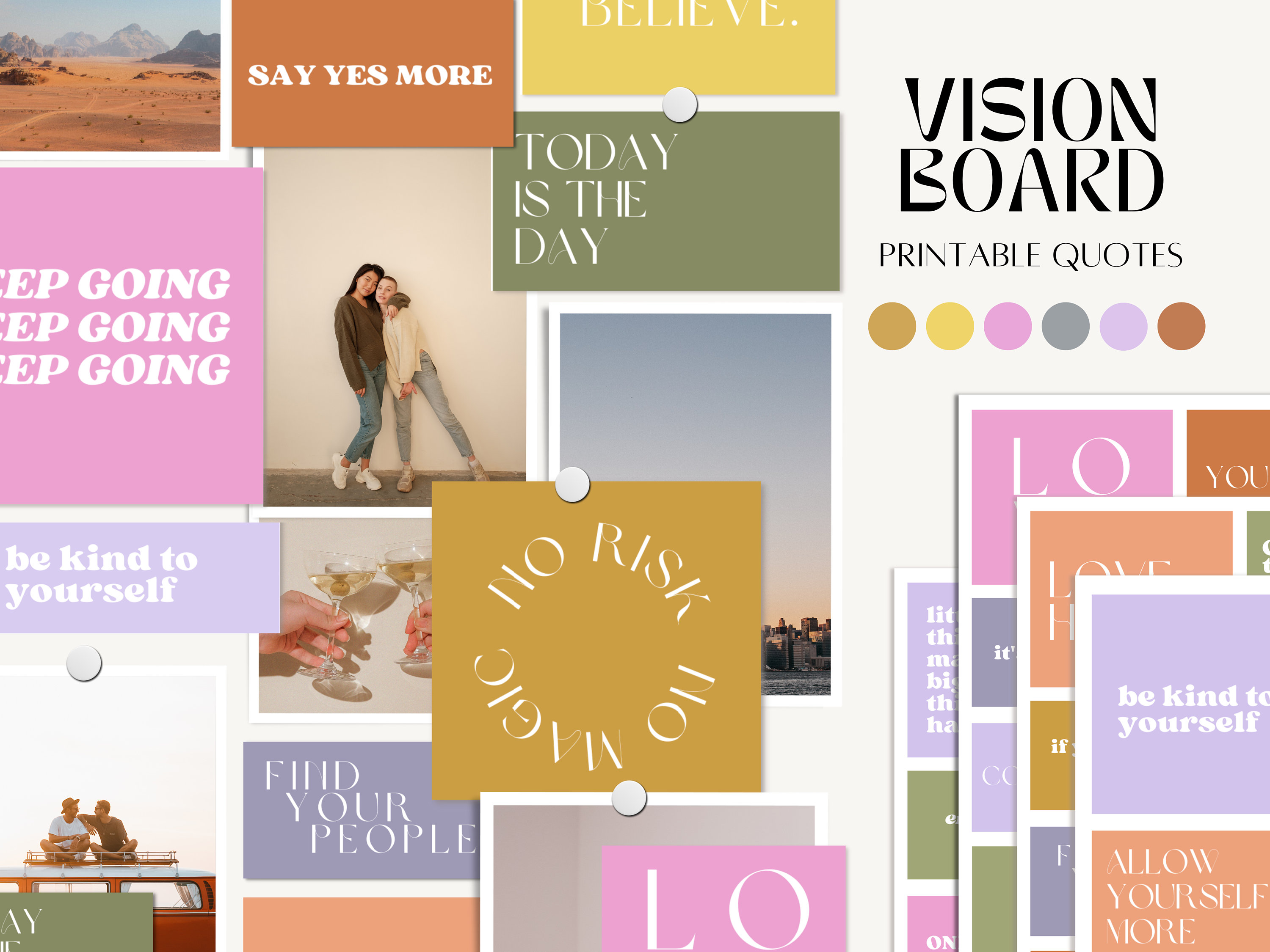 Vision Board Quotes, Printable 2025 Vision Board, Motivational Sayings, Printable Positive Cards
