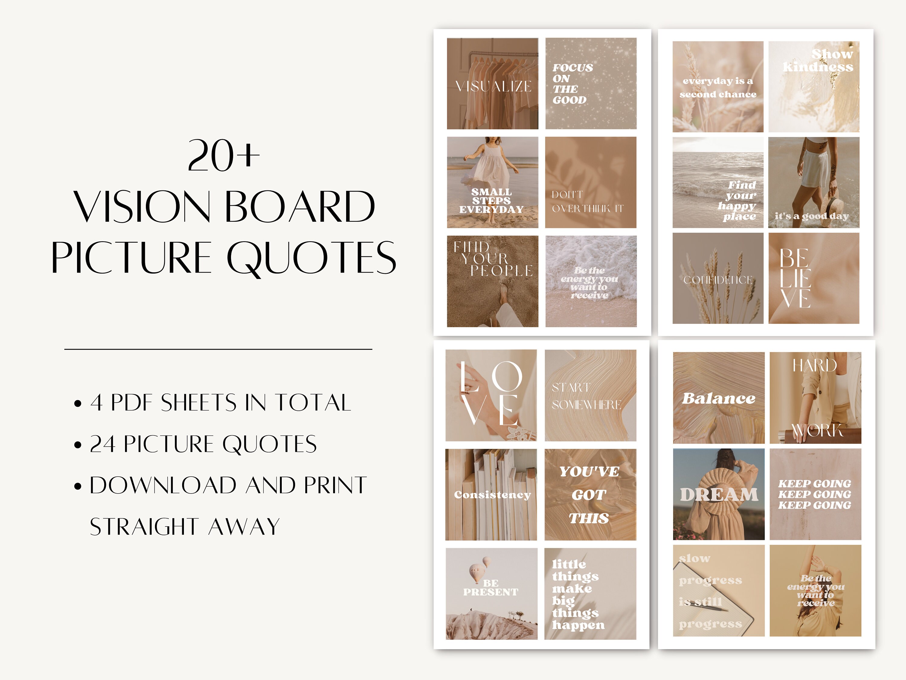Vision Board Picture Quotes, Printable 2025 Vision Board, Motivational Sayings, Printable