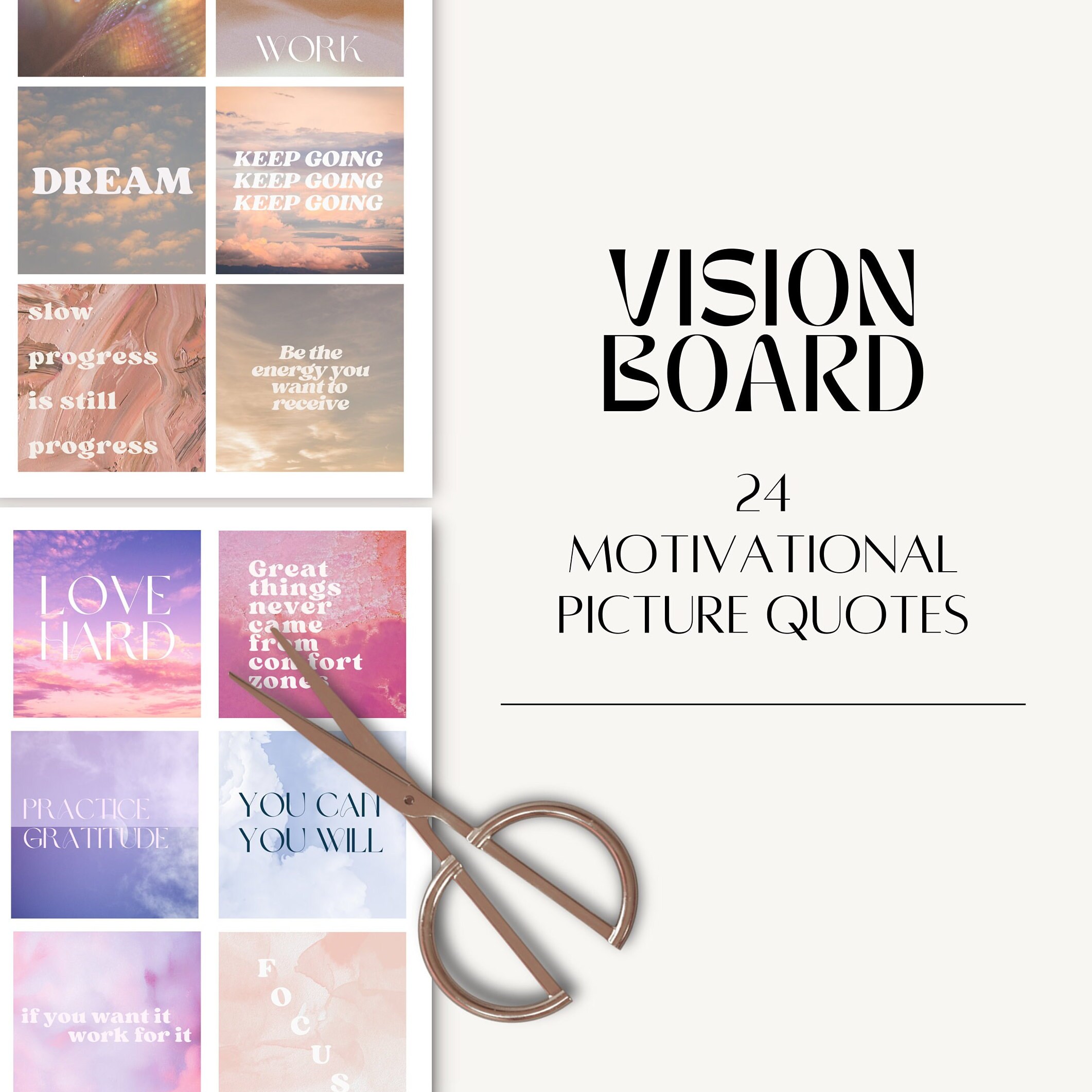 Vision Board Picture Quotes, Printable 2025 Vision Board, Motivational Sayings, Printable