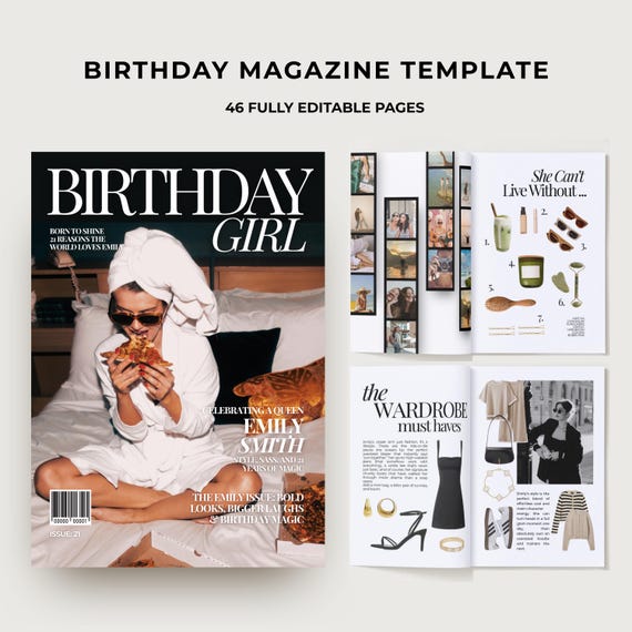 Best Friend Birthday Magazine Template, Editable Magazine Birthday Gift, Magazine Bestie Gift, Magazine Gift