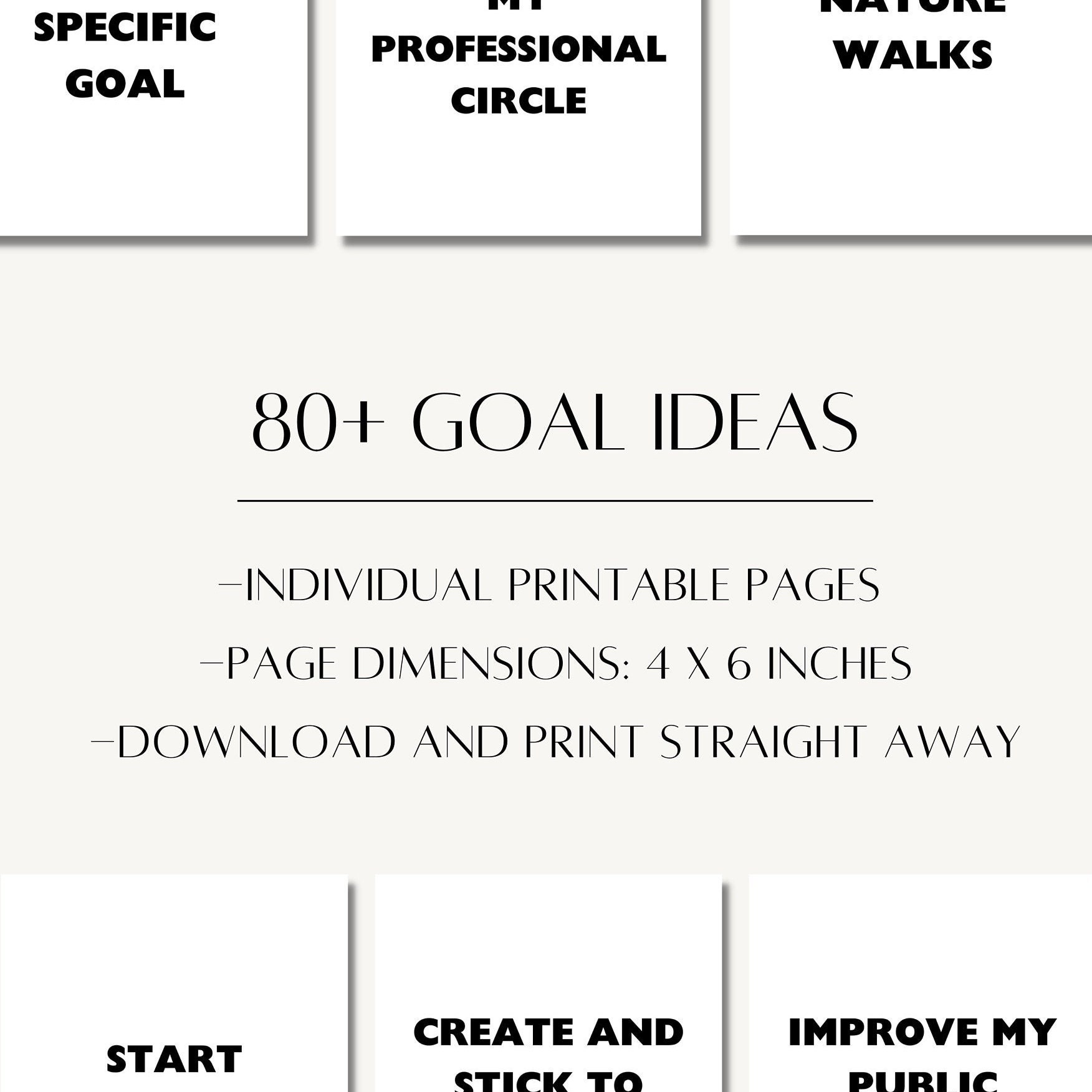 Vision Board Goal Ideas, Printable 2025 Goals, Motivational Positive