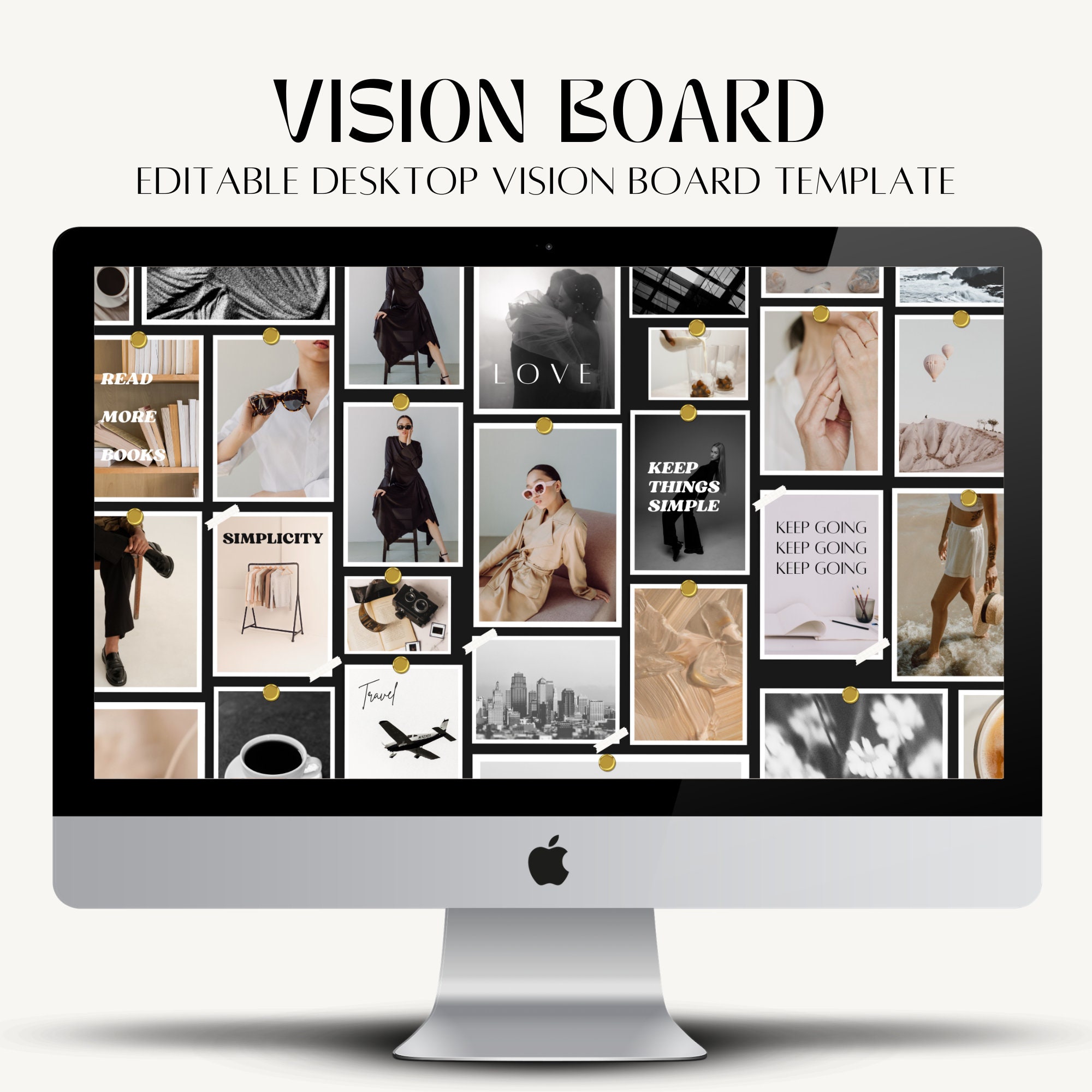 Editable 2024 Vision Board Planner Canva Gráfico por Shumaya · Creative  Fabrica