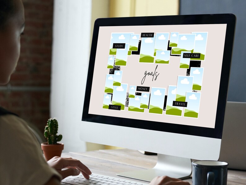 Digital Vision Board Template Canva, 2025 Vision Board, 2025 Goals