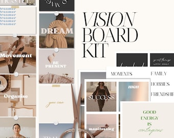 Vision Board Printable Kit, Motivational Words and Positive Quotes