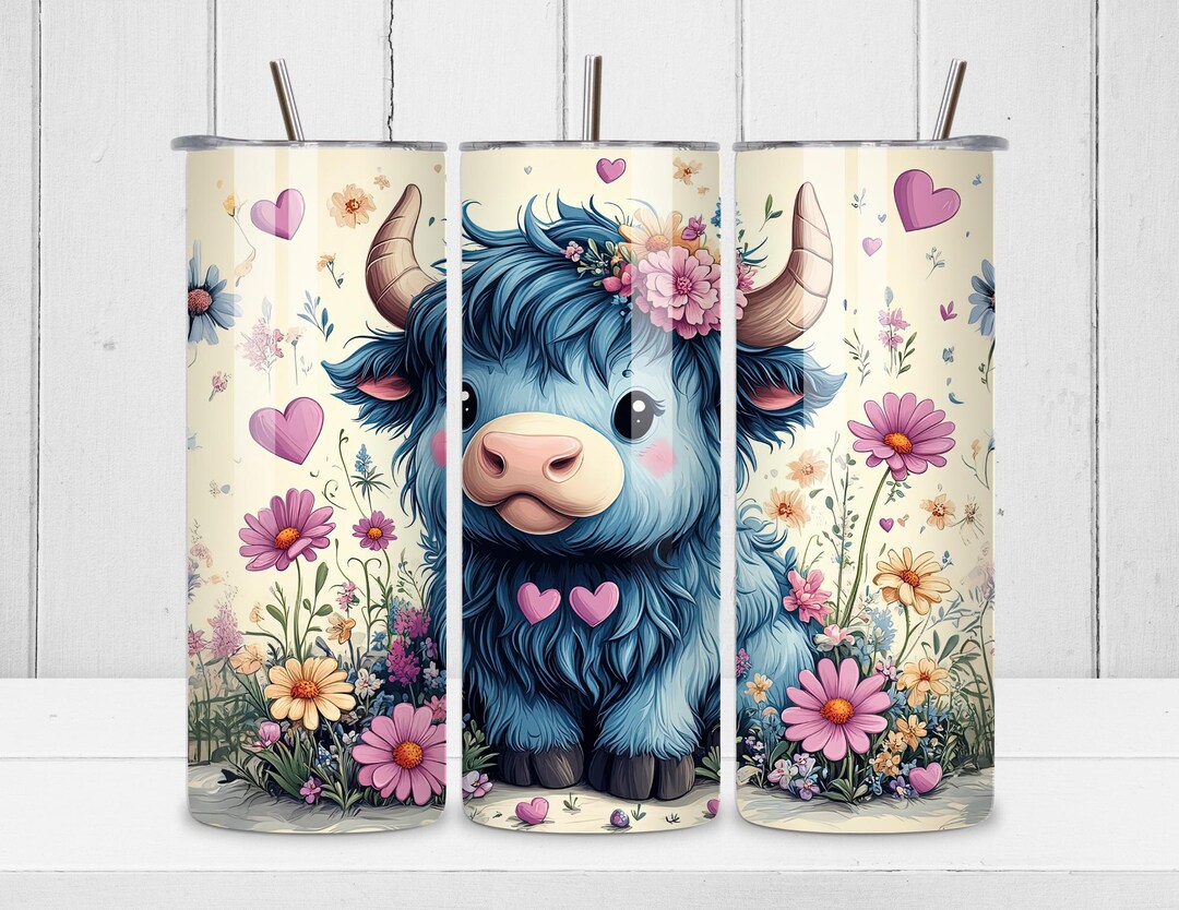 Highland Cow Png 20 Oz Skinny Tumbler Seamless Sublimation Design ...