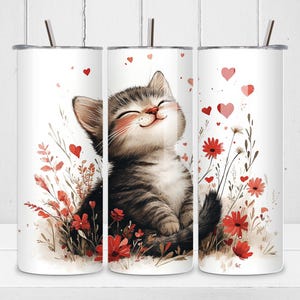Cute Cats 20oz Skinny Tumbler Design Custom | Cute Cats Tumbler Wrap | Cute Cats Sublimation Wrap | Cute Cats Tumbler PNG, Cat Mom Tumbler