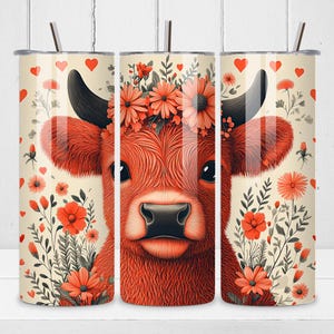 Highland Cow PNG for 20 oz Skinny Tumbler Sublimation Design, Highland Cow Gifts Tumbler Wrap, Seamless Tumbler Wrap, Digital Download PNG