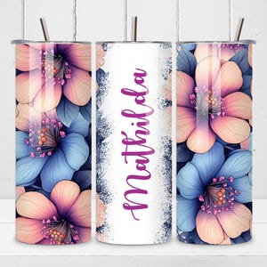 Add Your Own Name Tumbler Wrap PNG, 20oz Skinny Tumbler Sublimation Designs, Floral Tumbler PNG, Digital Download PNG File